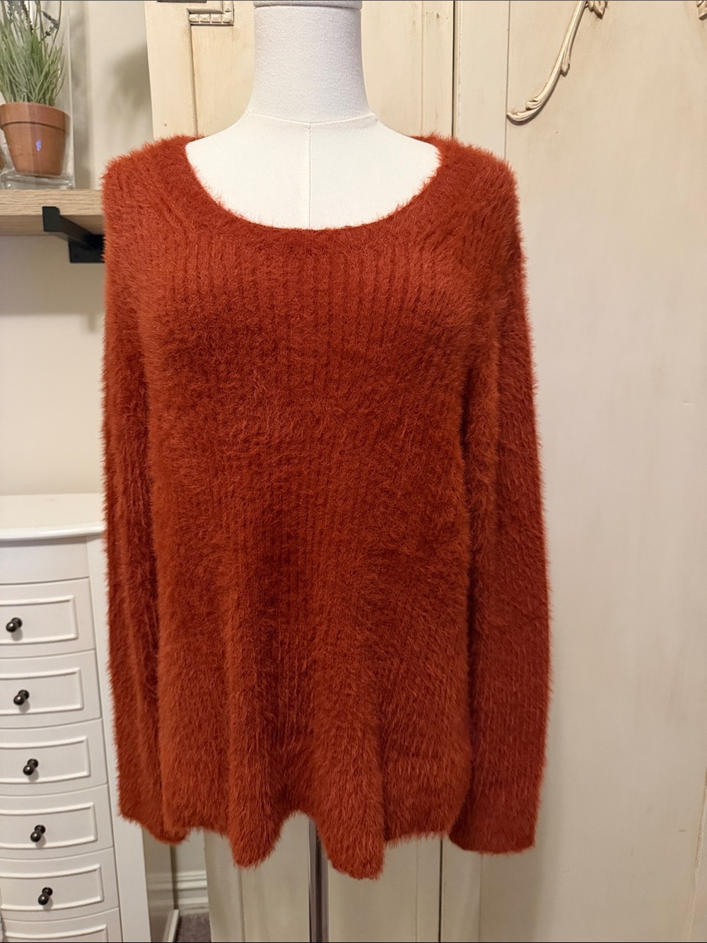 Banana Republic Rust Fuzzy Scoop-Neck Sweater